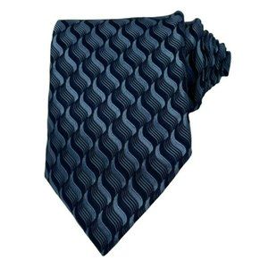 Dockers 100% Silk Blue Geometric Tie Treated with DuPont Teflon Fabric Protector